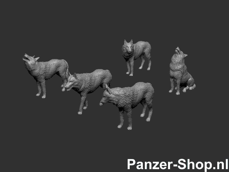 H0-Scale Wolves Figurines 1:87