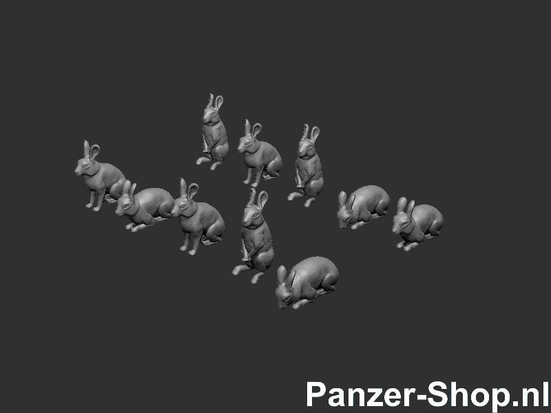 Rabbit Figurines 1:120 TT Scale Rabbits Set | Panzer-ShopNL